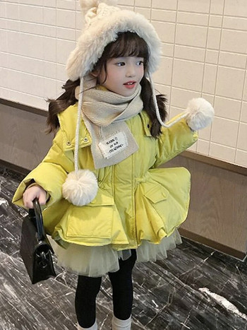 Детско пухено яке с качулка за нови зимни дрехи Детски дрехи за момичета Дрехи за момичета от 2 до 7 години