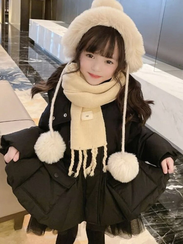 Vaikiška pūkinė striukė su gobtuvu Naujiems žieminiams drabužiams Vaikiški drabužiai mergaitėms Drabužiai mergaitėms nuo 2 iki 7 metų