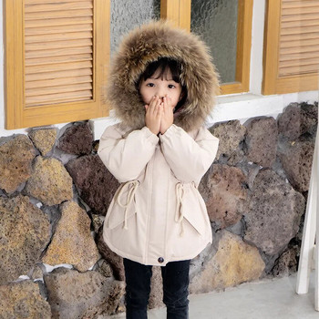 2023 есен зима нова кожена яка детски дебели топли якета момичета топли детски пухени палта момиче 2-8 години връхни дрехи детски дрехи