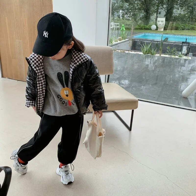 Uus poiste, tüdrukute sulejope sügistalvisteks ülerõivasteks, ruuduline poiste, kapuutsiga tõmblukuga mantel Lasteriided 5 6 7 aastat