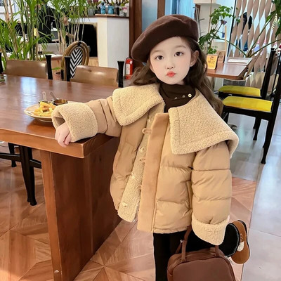 2–10-aastased väikelapsed, lapsed, lambavillast jakid, tüdrukute mantlid, kaelus, mantel, laste talveriided Parkas 4 5 6 7 8 9