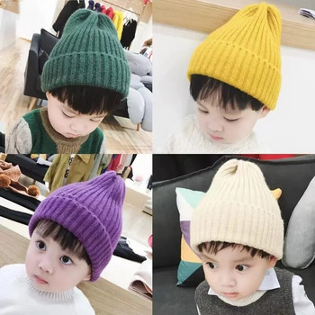 2022 Χειμώνας για μωρά για κοριτσάκια Γλυκά χρώματα καραμέλας Πλέξιμο πεπόνι καπέλο αγόρια Παιδιά Υπέροχο μαλακό ζεστό καπέλο εξωτερικού χώρου Παιδικό μάλλινο καπέλο