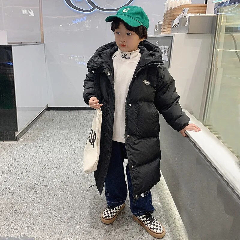 Žiemos Vaikai Merginos Parkas Korėjietiško stiliaus Vaikų Hooide Berniukų Kailis Storas Viršutiniai Drabužiai Apsauga nuo šalčio pūkinė medvilnė nuo vėjo XMP452