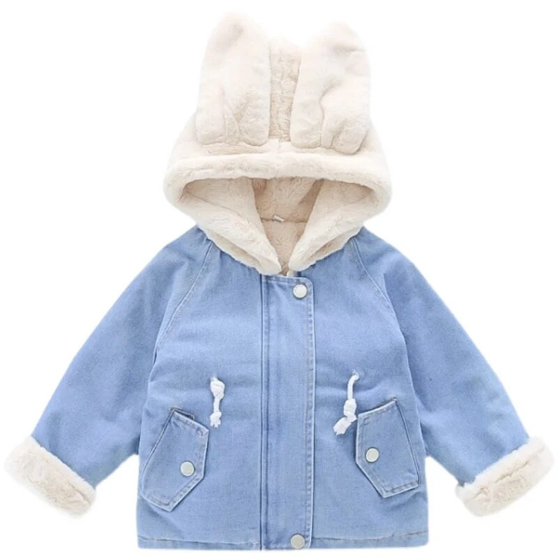 Lapsed Tüdrukud Karusnahad Kapuutsiga mantlid Pluss Velvet Paks Denim Laste Lumiriided Pikad Parkad Tüdrukutele Soojad Komplektid Tüdrukute Riided 2-8 a.