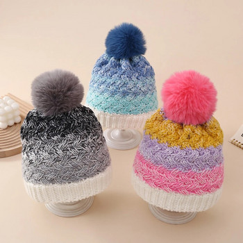 Зимна плетена шапка Детски вътрешни кадифени вълнени шапки с подходящ цвят Момчета Момичета Всички подходящи Защитни уши Шапка Шапки за деца
