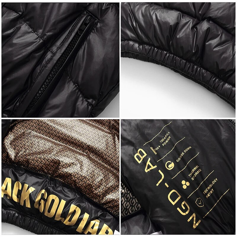 Striukė berniukui Juoda Šiltas gobtuvas Baltas Duck Down Žieminis Vaikiškas paltas Mergaitei Vėjo striukė Vaikiška Striukė Parkas Vaikiškas Paltas