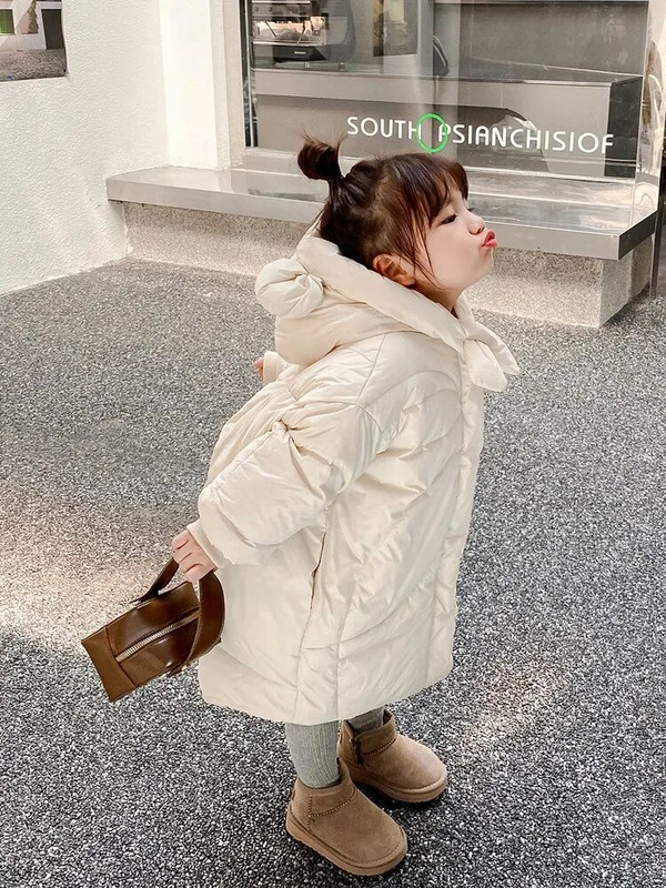 Μπουφάν με κουκούλα για μωρά, βαμβακερή επένδυση, χοντρό χειμωνιάτικο νήπιο, χαλαρό παλτό, ζεστό κοστούμι παιδικό αυτί με κουκούλα 4 6 8 10 12Y XMP555