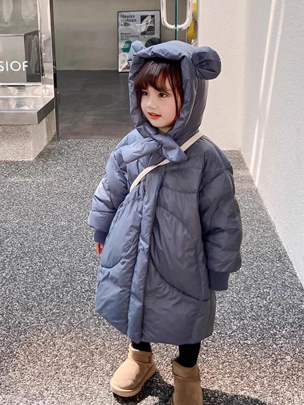 Μπουφάν με κουκούλα για μωρά, βαμβακερή επένδυση, χοντρό χειμωνιάτικο νήπιο, χαλαρό παλτό, ζεστό κοστούμι παιδικό αυτί με κουκούλα 4 6 8 10 12Y XMP555