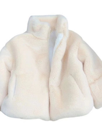 Ново зимно детско палто от изкуствена кожа Топли връхни дрехи за момичета с качулка Детски снежен костюм Елегантни кожени дрехи за тийнейджърки Дебели топли
