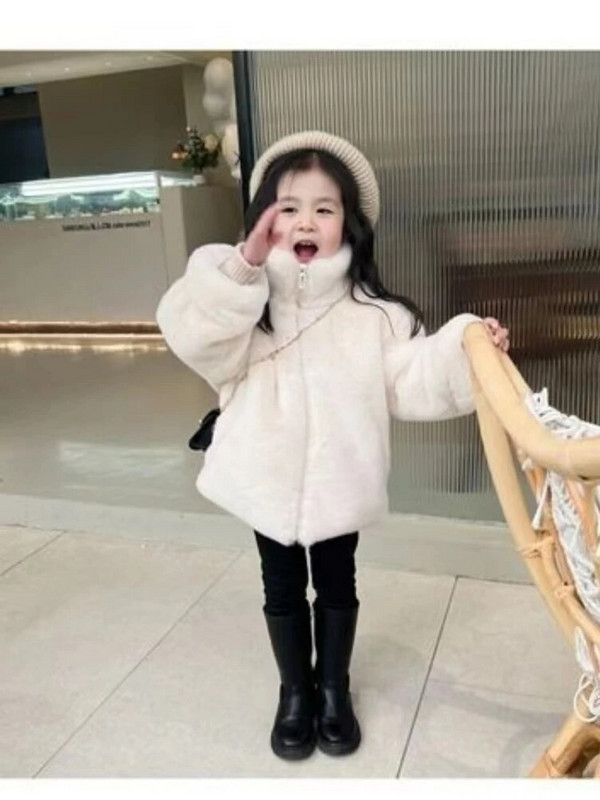 Nova zimska dječja bunda od umjetnog krzna za djevojčice, topla gornja odjeća s kapuljačom, dječje snježno odijelo, elegantna, topla krznena odjeća za tinejdžerice