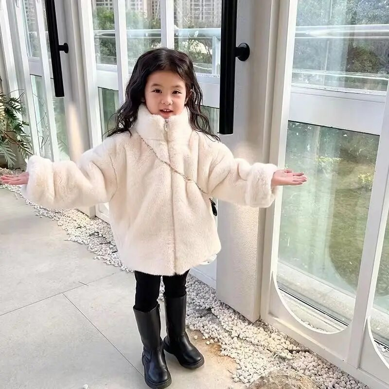 Nova zimska dječja bunda od umjetnog krzna za djevojčice, topla gornja odjeća s kapuljačom, dječje snježno odijelo, elegantna, topla krznena odjeća za tinejdžerice