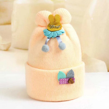 Шапки за новородени момичета и момчета Бебешки меки топли плетени плетени анимационни шапки Шапка Сладки бебешки шапки Зима за 0-6 месеца Бебе