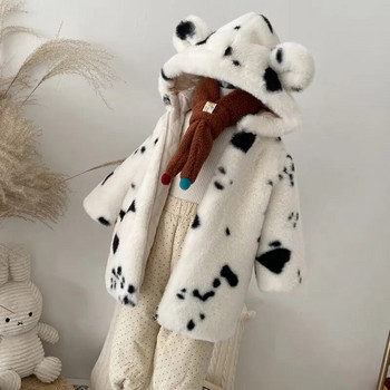 2021 Мода за деца Момичета Есен Зима Парка с дълъг ръкав Палто от изкуствена кожа Бебешко облекло Удебелено топло връхно облекло с качулка