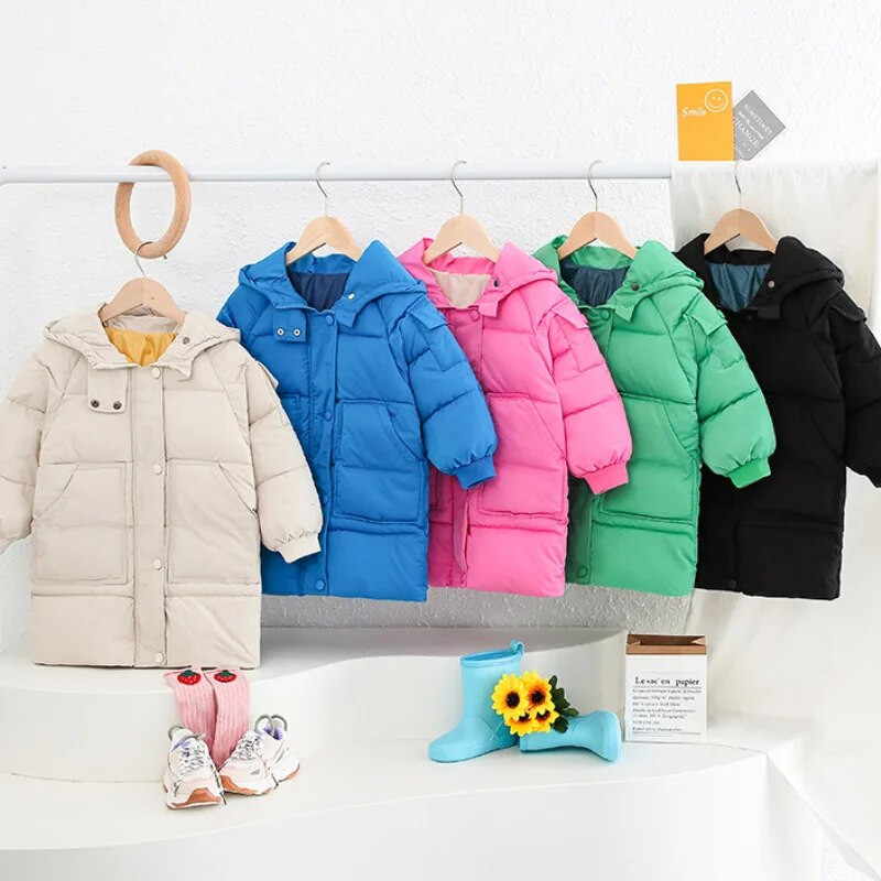 2023 Nou Menține Cald Toamnă Iarnă Băieți Fete Îmbrăcăminte exterioară cu glugă Haine Copii Copii Jachetă Parka Captusă cu bumbac groasă și caldă