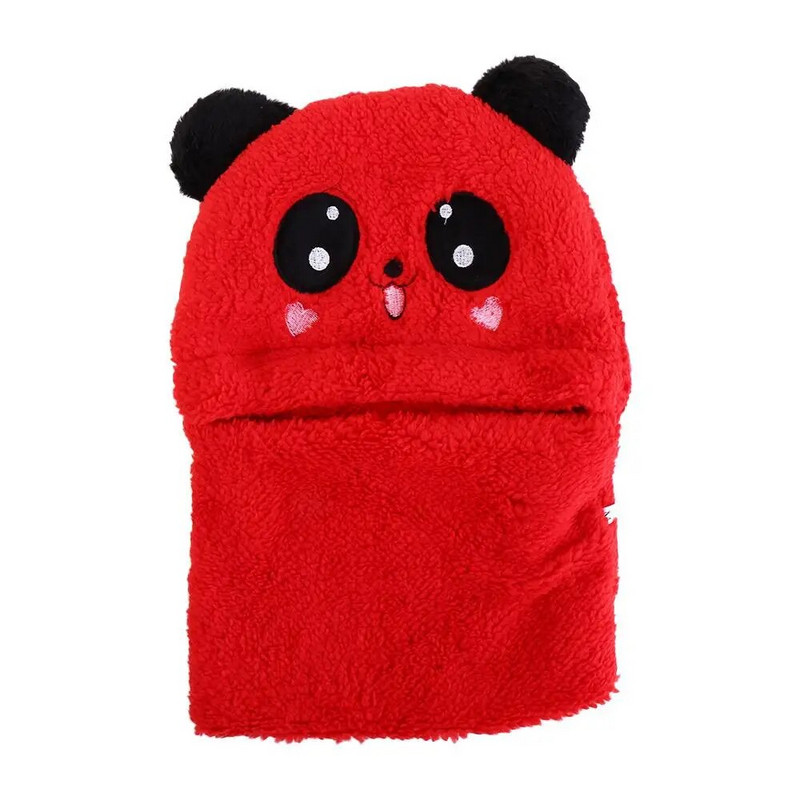 Χειμωνιάτικα ζεστά καπέλα φλις κασκόλ Σετ κασκόλ για παιδιά Χαριτωμένα καρτούν καπέλα Panda αντιανεμικά φασόλια για κορίτσια αγόρια Χριστουγεννιάτικα δώρα