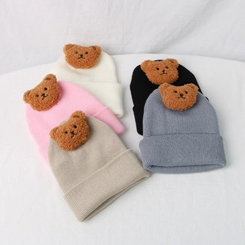 Нова корейска анимационна бебешка шапка с мече, плетена шапка за бебета, момчета, момичета, зимна топла, сладки животни, шапка за малки деца Шапки с боне 모자