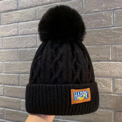 Badu.bg Корейски плетени студени шапки Шапка с букви с бродерия от ...