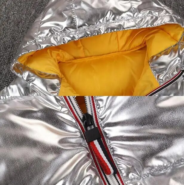 Vaikiška žieminė striukė vaikams mergaitėms sidabrinė auksinė juoda berniukų laisvalaikio paltas su gobtuvu kūdikių drabužiai viršutiniai drabužiai vaikiška Parka striukė sniego kostiumas