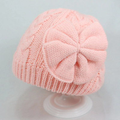 Kūdikių šilta mergaičių pamušalas kepurė Bow Vilnonė medvilnė Miela megzta kūdikių žieminė kepurė vaikiška kepurė Vilkas vaikiška kepurė Mėlyna kepurė vaikams