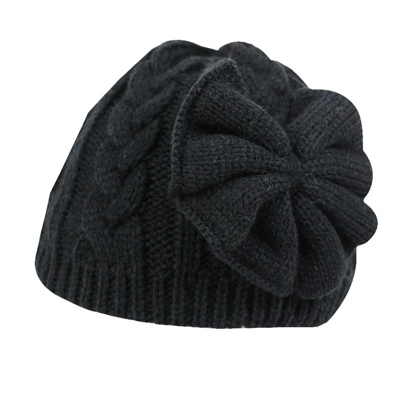 Kūdikių šilta mergaičių pamušalas kepurė Bow Vilnonė medvilnė Miela megzta kūdikių žieminė kepurė vaikiška kepurė Vilkas vaikiška kepurė Mėlyna kepurė vaikams