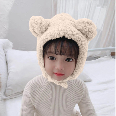 Šilta žieminė vaikiška skarelė kepurė pliušinė vaikiška ausų apsauginė kepurė berniukui mergaitei lauke neperpučiama nuo vėjo gaubtelės kepuraitės ėriuko vilnos kepuraitės iš kaklo
