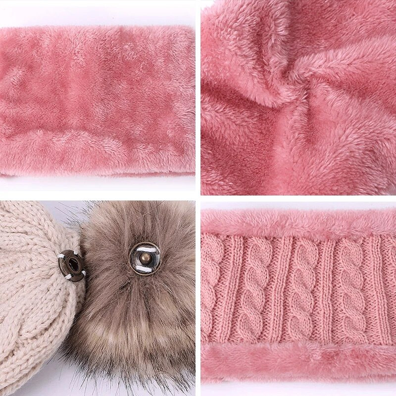 3/2 vnt. žieminė, šilta megzta kūdikių kepurė ir šalikas pirštinių rinkinys, medvilninis kūdikių pompominis kepuraitės kepuraitės šalikai, kumštinės pirštinės vaikams, priedai