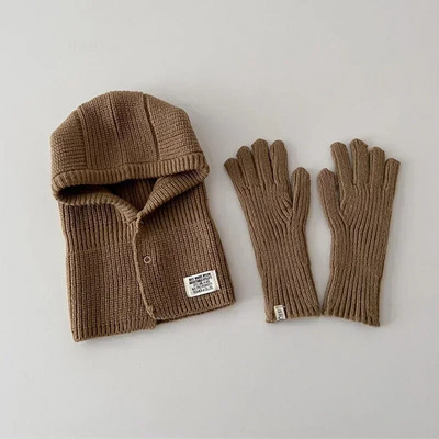 Soliidne korea laste ühes tükis sallimüts Uued poisid Tüdrukud Imikud Kindad Mütsikomplekt Moodne Lihtne Mitmekülgne Beebidele Lastele Soojad Mütsid