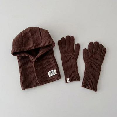 Soliidne korea laste ühes tükis sallimüts Uued poisid Tüdrukud Imikud Kindad Mütsikomplekt Moodne Lihtne Mitmekülgne Beebidele Lastele Soojad Mütsid