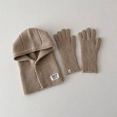 Soliidne korea laste ühes tükis sallimüts Uued poisid Tüdrukud Imikud Kindad Mütsikomplekt Moodne Lihtne Mitmekülgne Beebidele Lastele Soojad Mütsid