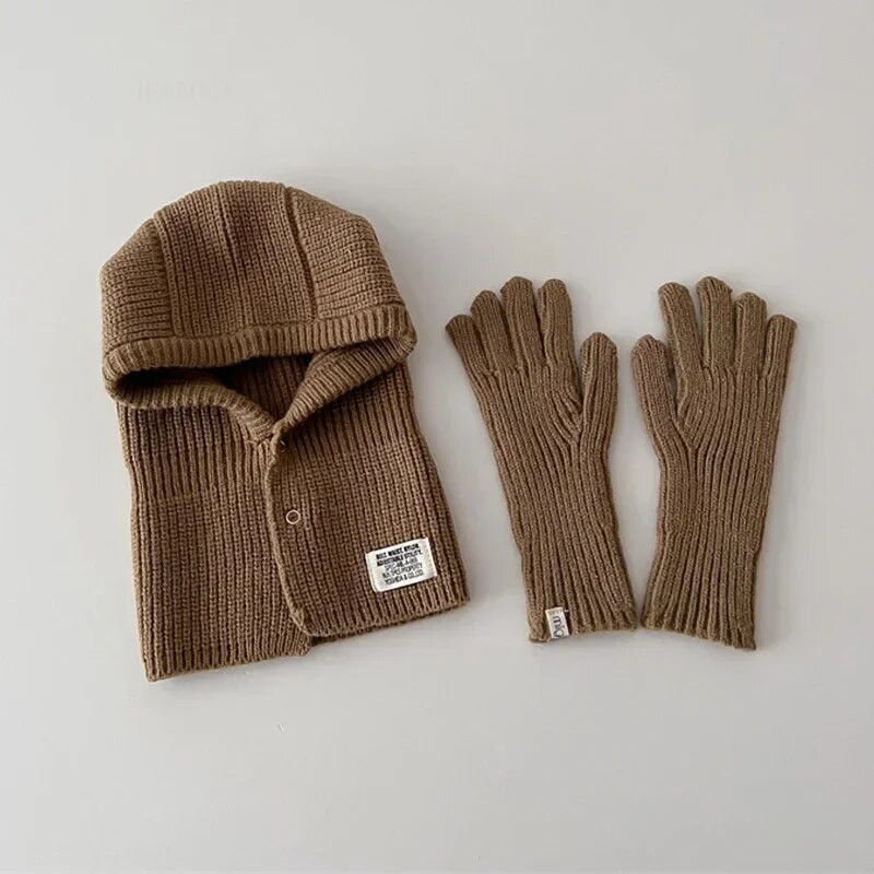 Soliidne korea laste ühes tükis sallimüts Uued poisid Tüdrukud Imikud Kindad Mütsikomplekt Moodne Lihtne Mitmekülgne Beebidele Lastele Soojad Mütsid