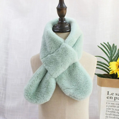 Χαριτωμένα παιδιά Χειμωνιάτικο ζεστό χοντρό σταυρό κασκόλ γιακά αγόρια κορίτσια Μονόχρωμο ψεύτικο γούνα κουνελιού Φουλάρι σάλι