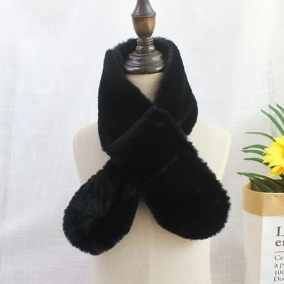 Χαριτωμένα παιδιά Χειμωνιάτικο ζεστό χοντρό σταυρό κασκόλ γιακά αγόρια κορίτσια Μονόχρωμο ψεύτικο γούνα κουνελιού Φουλάρι σάλι