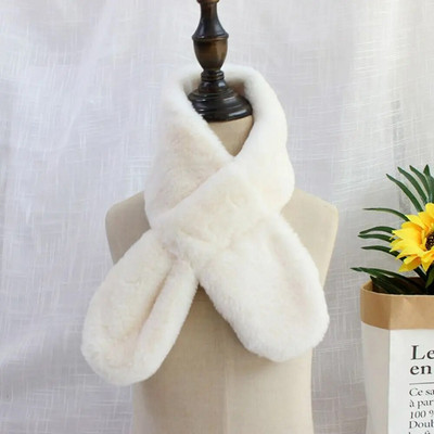 Χαριτωμένα παιδιά Χειμωνιάτικο ζεστό χοντρό σταυρό κασκόλ γιακά αγόρια κορίτσια Μονόχρωμο ψεύτικο γούνα κουνελιού Φουλάρι σάλι