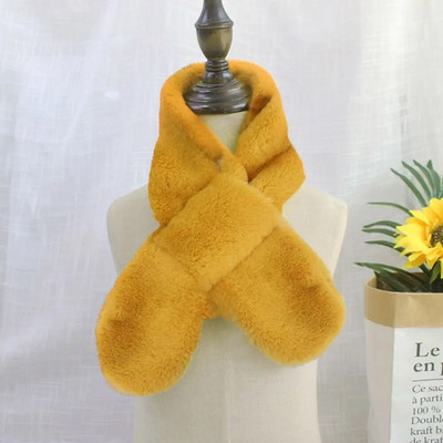 Χαριτωμένα παιδιά Χειμωνιάτικο ζεστό χοντρό σταυρό κασκόλ γιακά αγόρια κορίτσια Μονόχρωμο ψεύτικο γούνα κουνελιού Φουλάρι σάλι