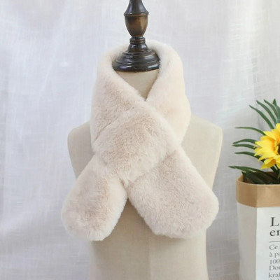 Χαριτωμένα παιδιά Χειμωνιάτικο ζεστό χοντρό σταυρό κασκόλ γιακά αγόρια κορίτσια Μονόχρωμο ψεύτικο γούνα κουνελιού Φουλάρι σάλι