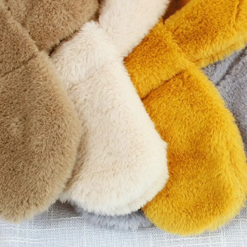 Χαριτωμένα παιδιά Χειμωνιάτικο ζεστό χοντρό σταυρό κασκόλ γιακά αγόρια κορίτσια Μονόχρωμο ψεύτικο γούνα κουνελιού Φουλάρι σάλι