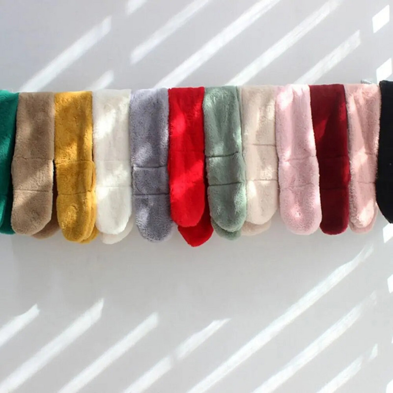 Χαριτωμένα παιδιά Χειμωνιάτικο ζεστό χοντρό σταυρό κασκόλ γιακά αγόρια κορίτσια Μονόχρωμο ψεύτικο γούνα κουνελιού Φουλάρι σάλι