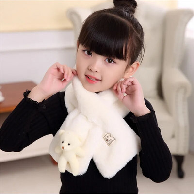 Winter New Imitation Rabbit Hair Pure Color Children`S Scarf Baby Boys Girls Plush Little Bear Neck Warm Scarves Free Shipping