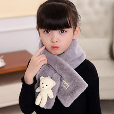 Žiemos nauji imitaciniai triušio plaukai grynos spalvos vaikiškas šalikas berniukams mergaitėms pliušinis mažas meškiukas kaklelis šiltas šalikas Nemokamas pristatymas