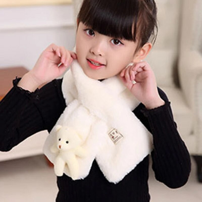 Žiemos nauji imitaciniai triušio plaukai grynos spalvos vaikiškas šalikas berniukams mergaitėms pliušinis mažas meškiukas kaklelis šiltas šalikas Nemokamas pristatymas