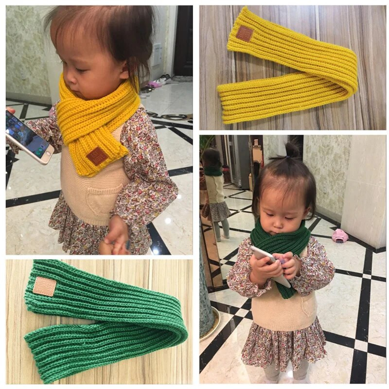 Žieminiai šalikai kūdikiams megzti vaikiški kaklo šildytuvai odiniai lipdukai kryžiai vaikams berniukai mergaitės kaklaskarės kūdikių aksesuarai 9*110cm