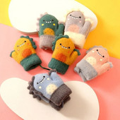 Πλεκτά χοντρά παιδικά γάντια μικρών παιδιών για παιδικά γάντια κινουμένων σχεδίων Δεινόσαυροι για μωρά Ζεστά φθινοπωρινά χειμωνιάτικα παιδικά γάντια για αγόρια