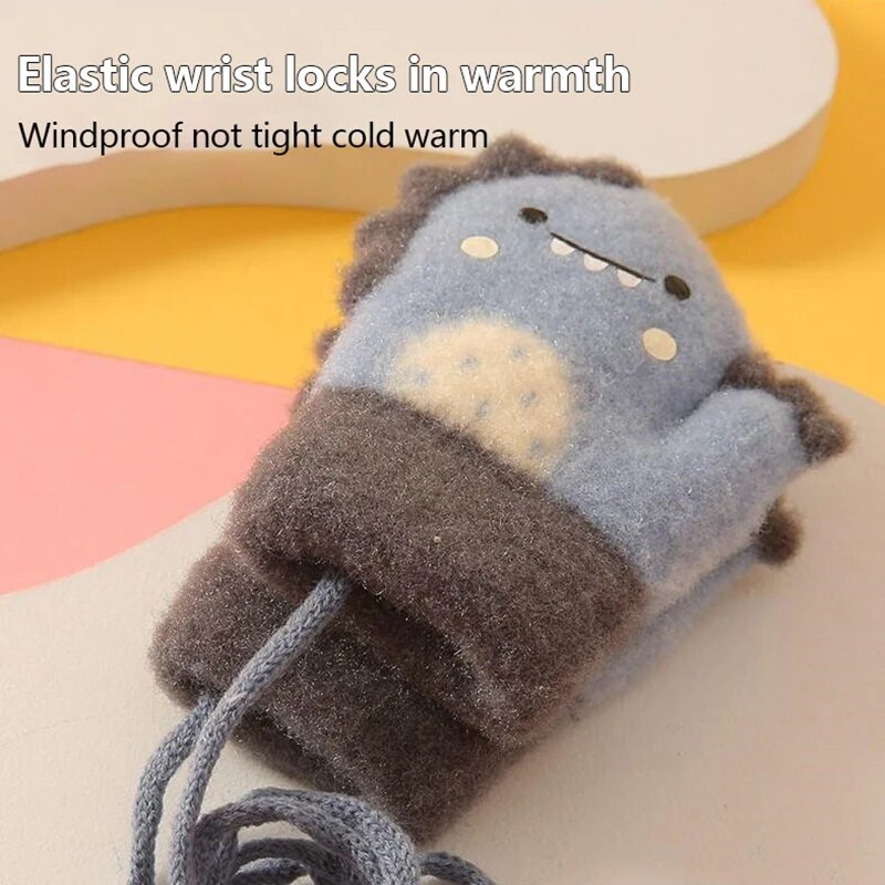 Πλεκτά χοντρά παιδικά γάντια μικρών παιδιών για παιδικά γάντια κινουμένων σχεδίων Δεινόσαυροι για μωρά Ζεστά φθινοπωρινά χειμωνιάτικα παιδικά γάντια για αγόρια