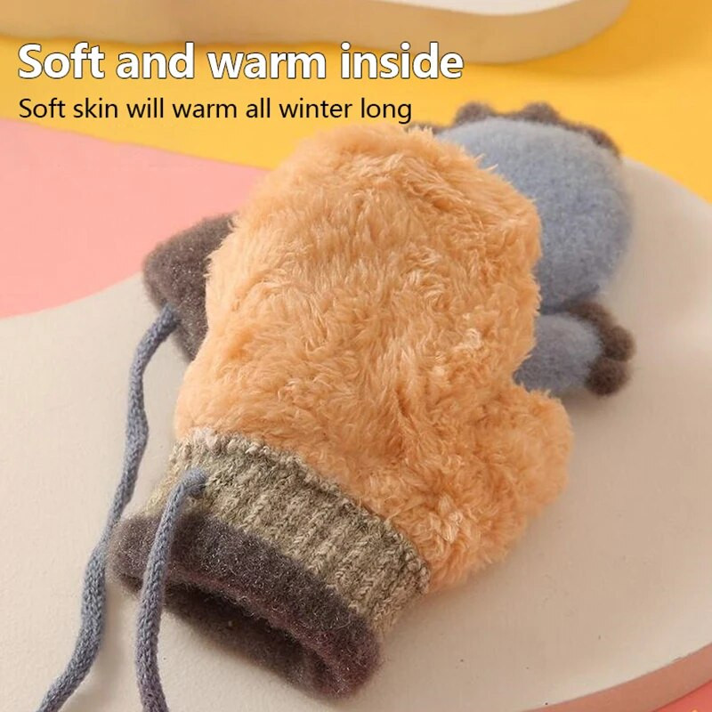 Πλεκτά χοντρά παιδικά γάντια μικρών παιδιών για παιδικά γάντια κινουμένων σχεδίων Δεινόσαυροι για μωρά Ζεστά φθινοπωρινά χειμωνιάτικα παιδικά γάντια για αγόρια