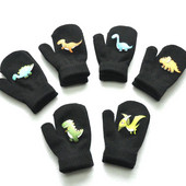 1-3Y Kids Winter Thicken Λούτρινα Ζεστά Γάντια για Αγόρι Κορίτσι Φοιτητής Νέα Πλεκτά γάντια Dinosaur Solid Πλεκτά Γάντια Ποδηλασίας Εξωτερικού Σκι