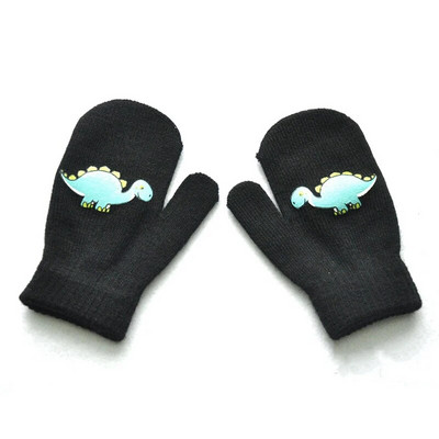 1-3Y Kids Winter Thicken Λούτρινα Ζεστά Γάντια για Αγόρι Κορίτσι Φοιτητής Νέα Πλεκτά γάντια Dinosaur Solid Πλεκτά Γάντια Ποδηλασίας Εξωτερικού Σκι