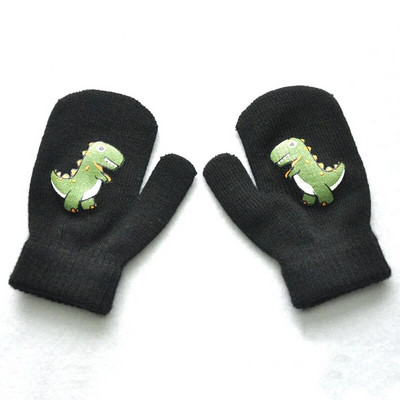 1-3Y Kids Winter Thicken Λούτρινα Ζεστά Γάντια για Αγόρι Κορίτσι Φοιτητής Νέα Πλεκτά γάντια Dinosaur Solid Πλεκτά Γάντια Ποδηλασίας Εξωτερικού Σκι