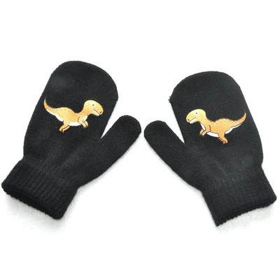 1-3Y Kids Winter Thicken Λούτρινα Ζεστά Γάντια για Αγόρι Κορίτσι Φοιτητής Νέα Πλεκτά γάντια Dinosaur Solid Πλεκτά Γάντια Ποδηλασίας Εξωτερικού Σκι