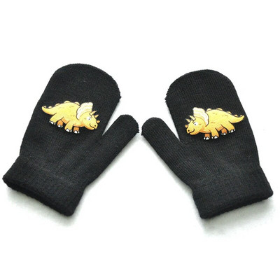 1-3Y Kids Winter Thicken Λούτρινα Ζεστά Γάντια για Αγόρι Κορίτσι Φοιτητής Νέα Πλεκτά γάντια Dinosaur Solid Πλεκτά Γάντια Ποδηλασίας Εξωτερικού Σκι