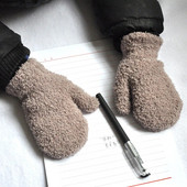 Iarna 5-11 ani Copii Coral Fleece Manusi calde pentru copii studenti Manusi noi de culoare solida Tricotat in aer liber Ciclism Schi Manusi